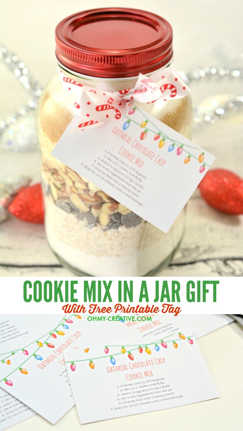 Oatmeal Chocolate Chip Cookie Mix In A Jar Printable Tag Oh My Creative