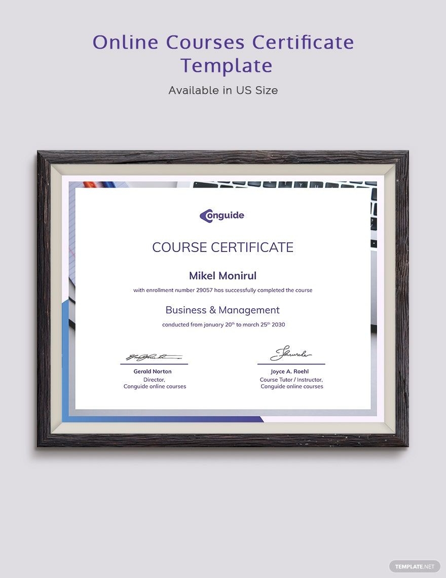 Online Courses Certificate Template In Word InDesign PSD Illustrator Publisher Pages Google Docs Download Template