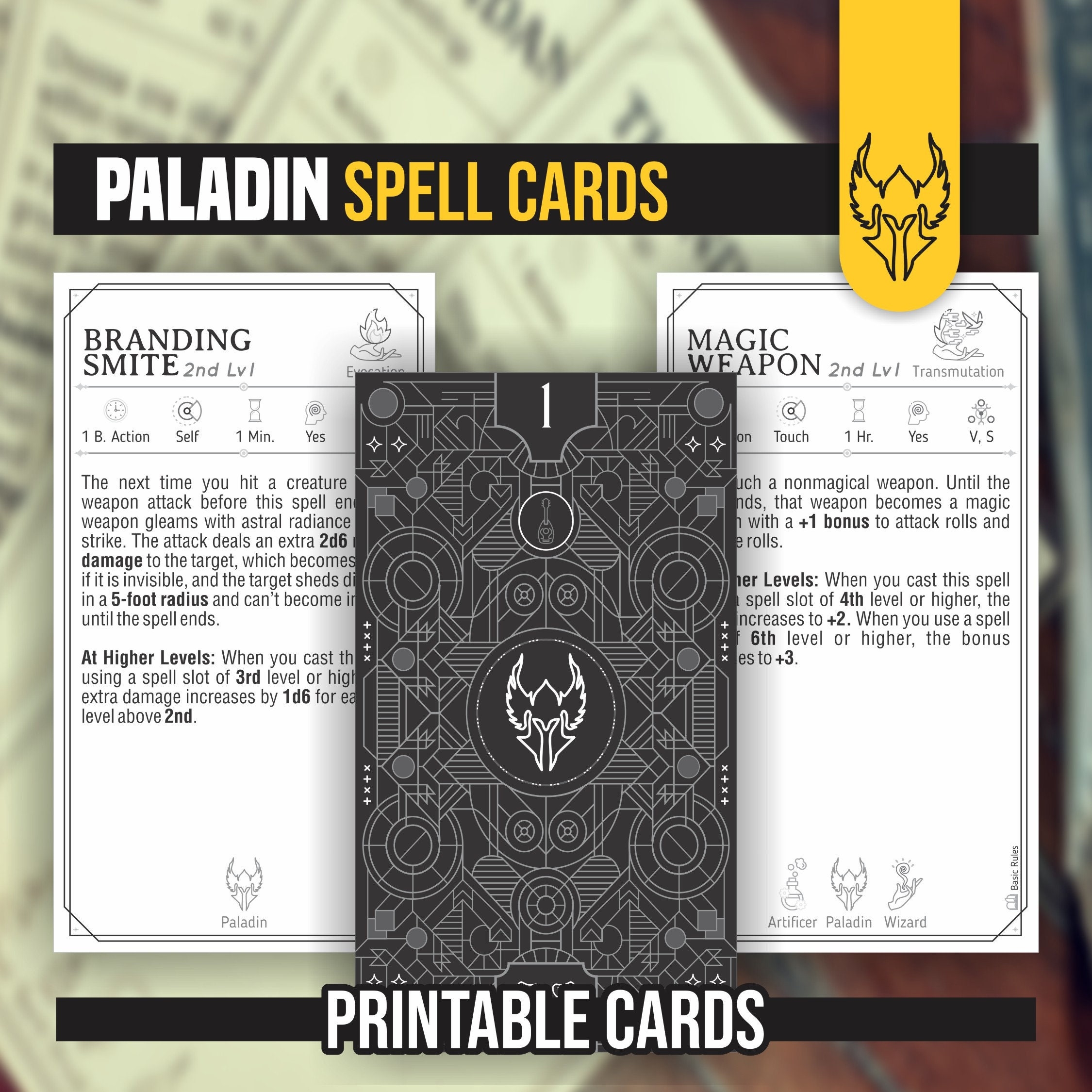 PALADIN Spell Cards For DnD 5e Form Fillable PDFs Included Dungeons And Dragons D D Printable Spell Cards