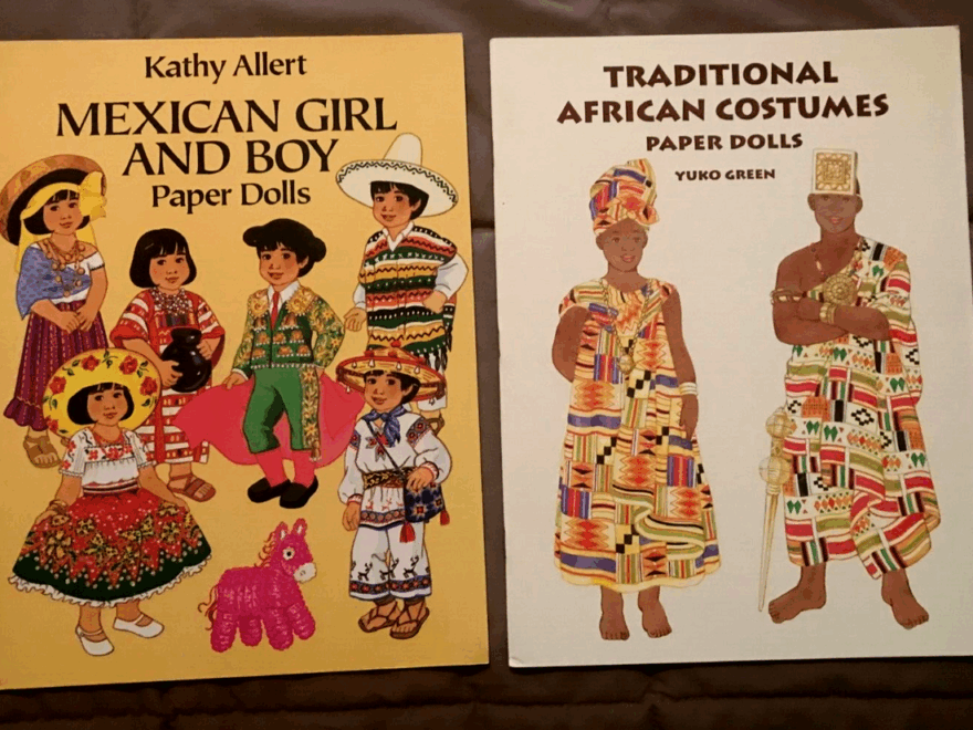 Paper Doll Books 2 Traditional African Costumes Mexican Girl And Boy VG UNCUT EBay