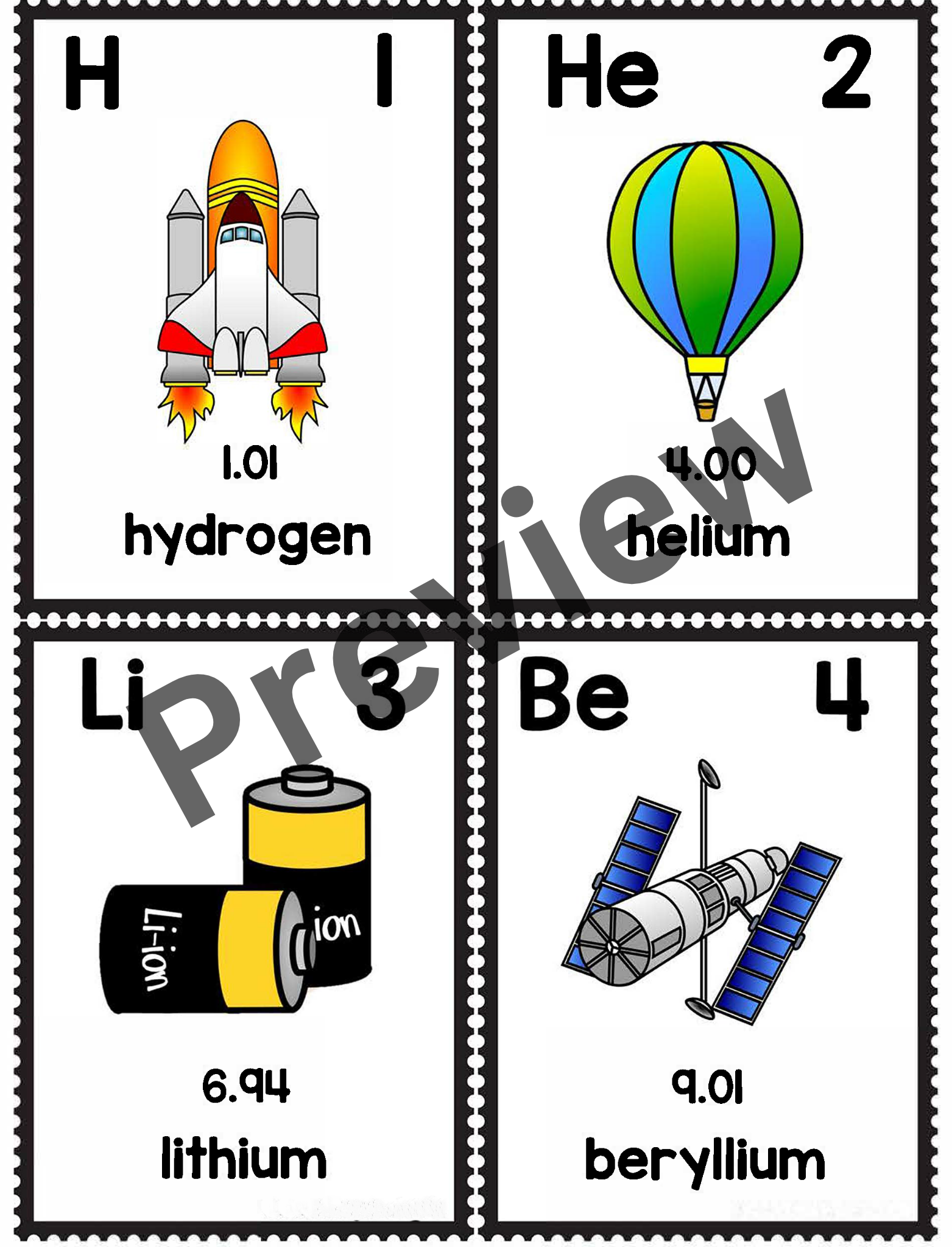 Periodic Table Flash Cards Printable