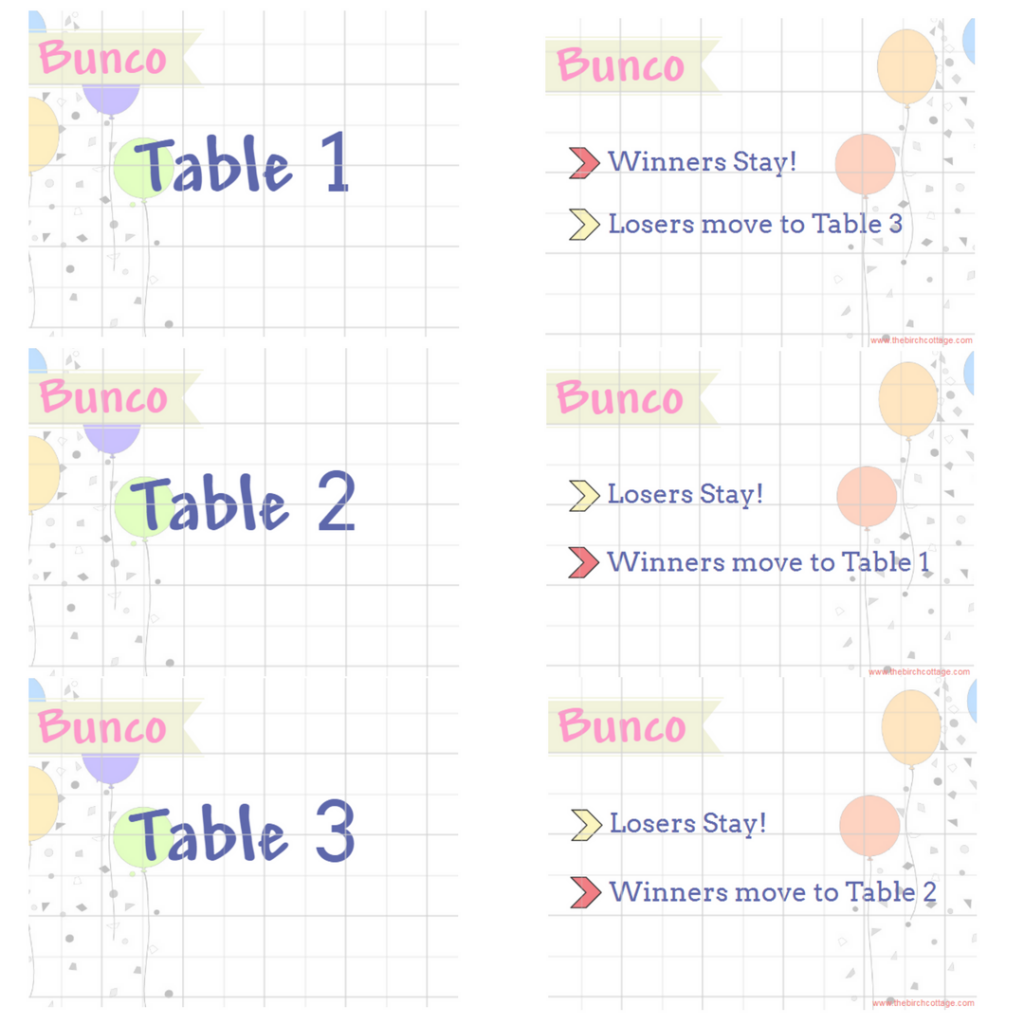 Play Bunco With These Free Printable Score Cards Tally Sheets And Table Tent Cards By The Birch Cottage The Birch Cottage