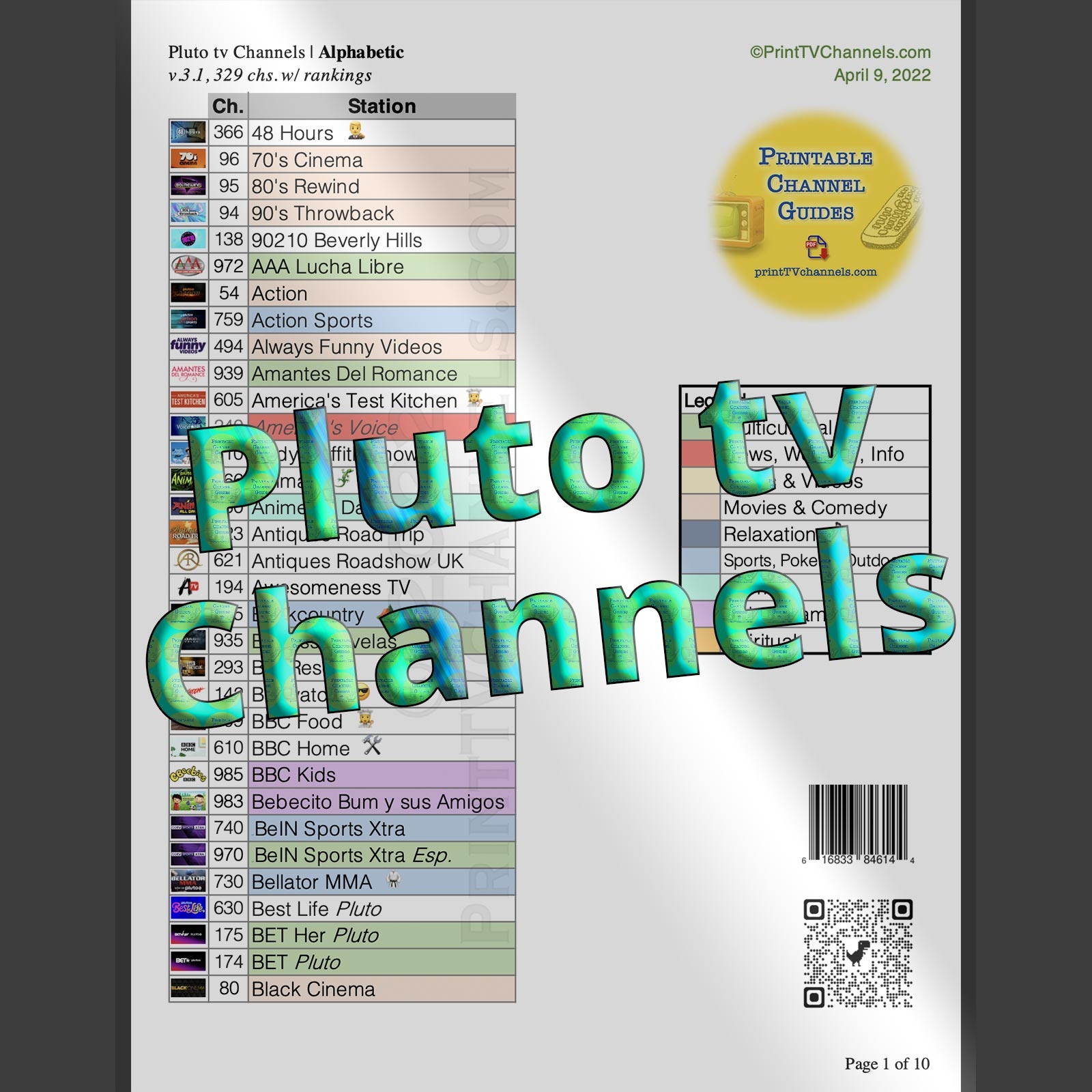 Pluto Tv Printable Channel List