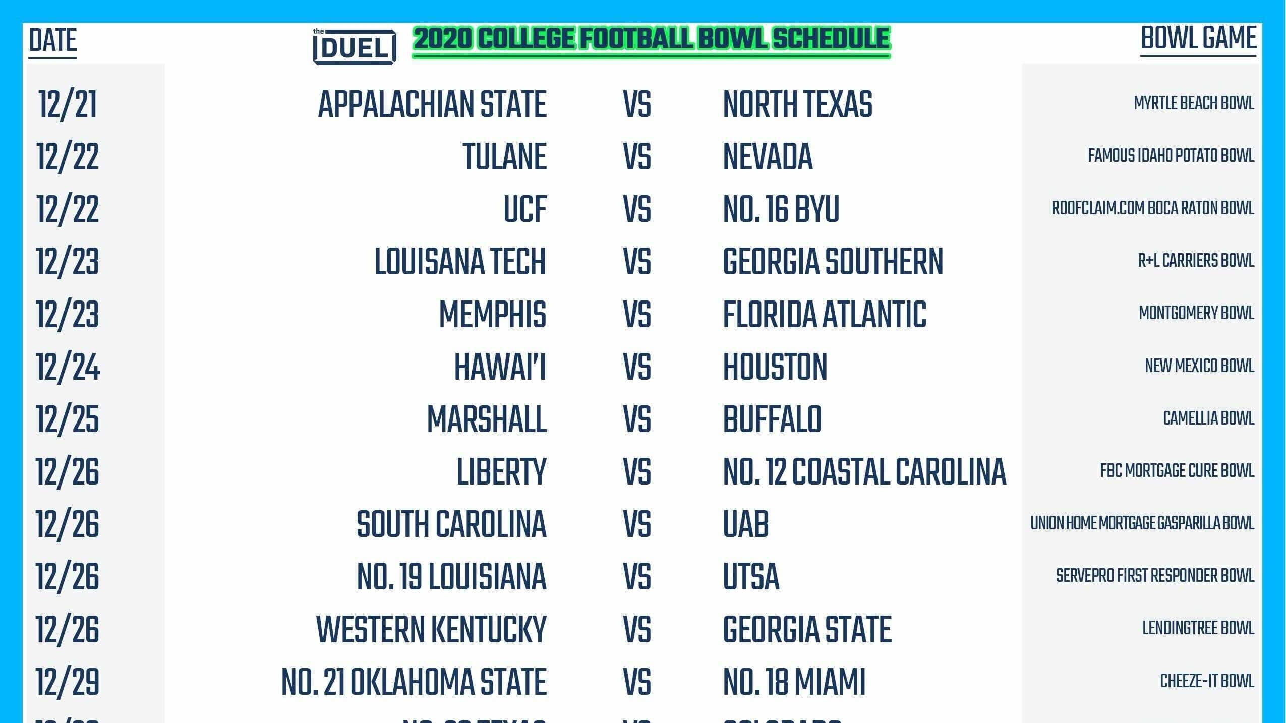 College Football Bowl Games Printable