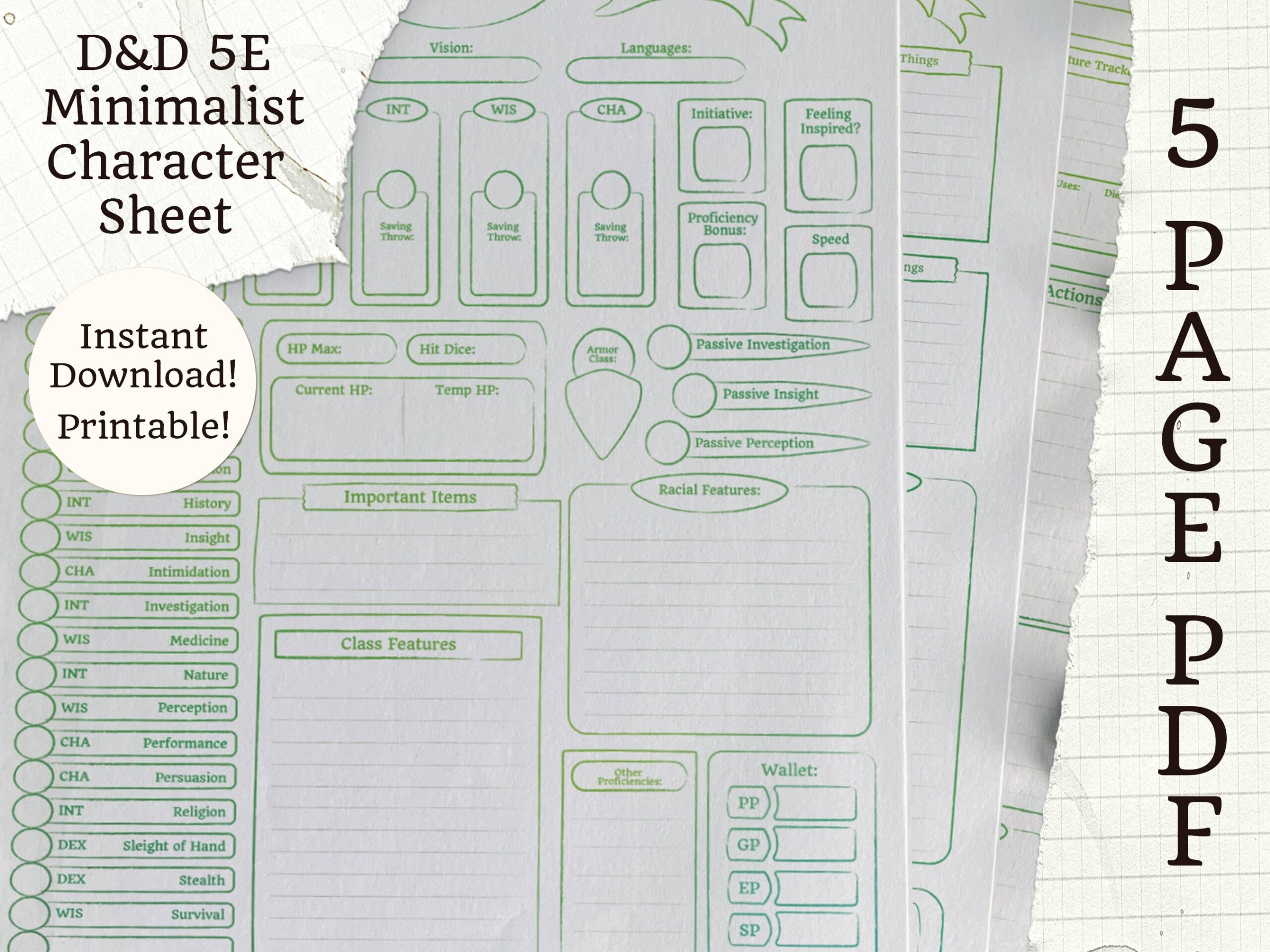 D&D 5E Character Sheet Printable