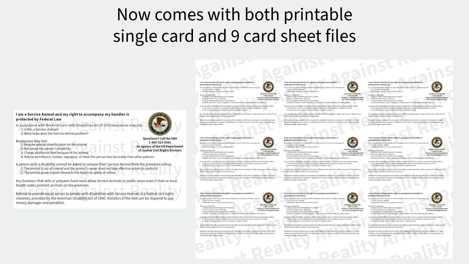 Free Printable Ada Service Dog Card
