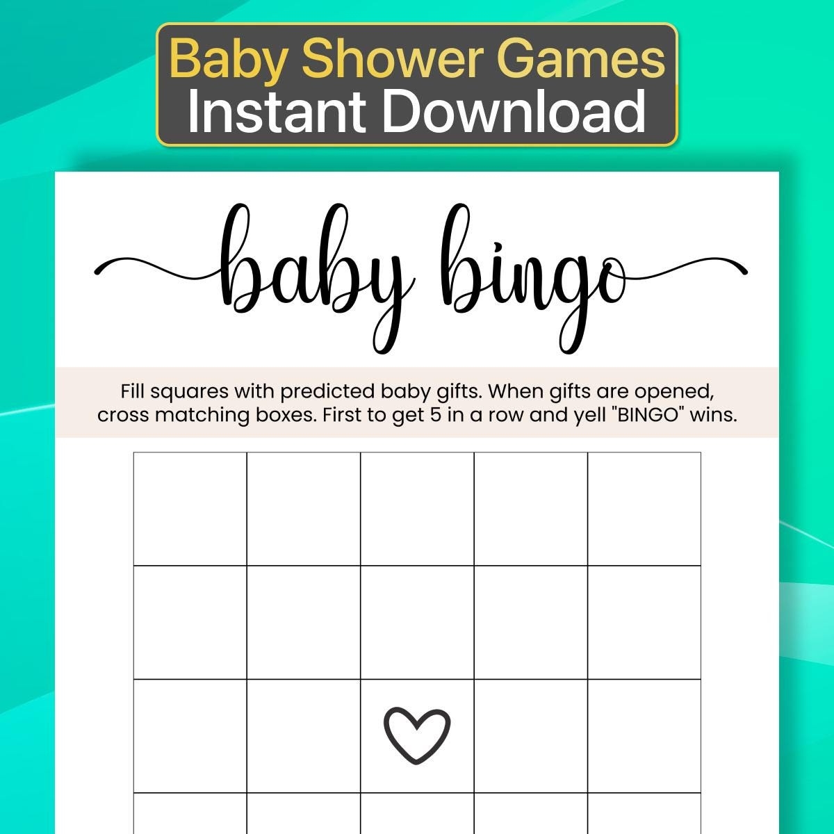 Baby Shower Bingo Free Printable