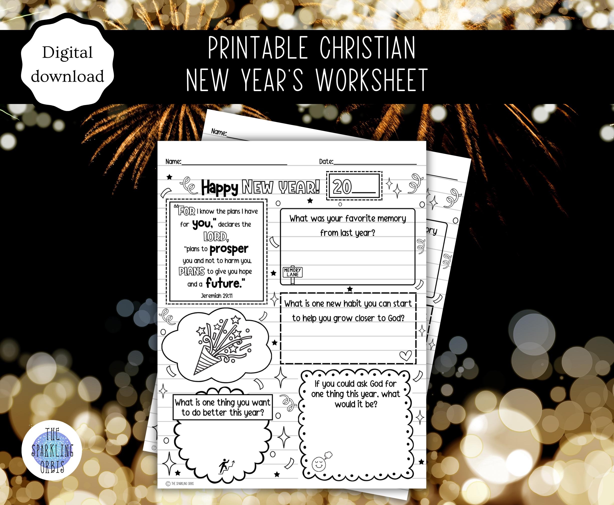 Printable Christian New Year s Worksheet New Year s Activity Homeschool Sunday School PDF A4 And US Letter Etsy