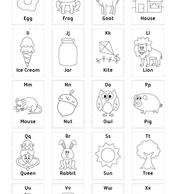 Printable Coloring Alphabet Flash Cards