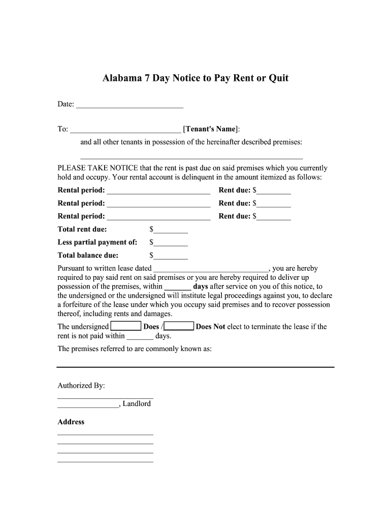 Free Printable Eviction Notice Alabama