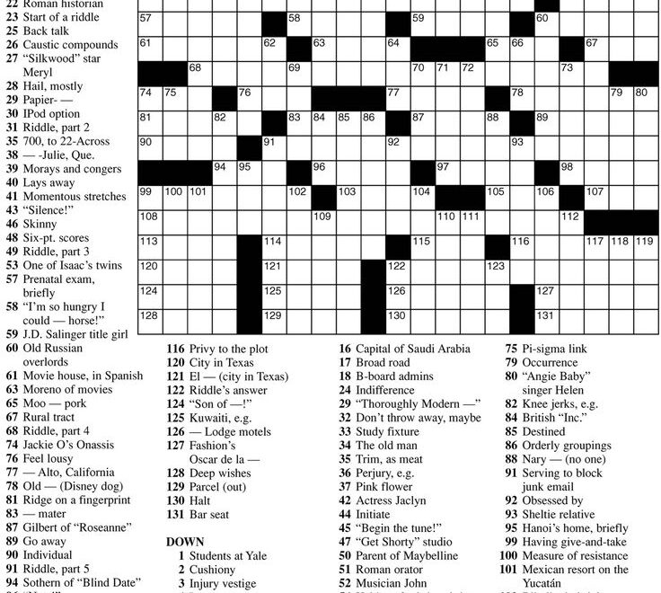 Printable Frank Longo Premier Crossword Puzzles James Crossword Puzzles 7E4