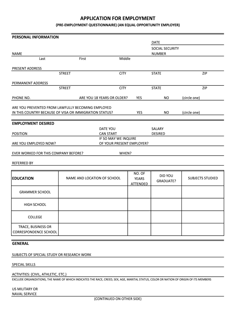 Printable Job Application Fill Out Sign Online DocHub