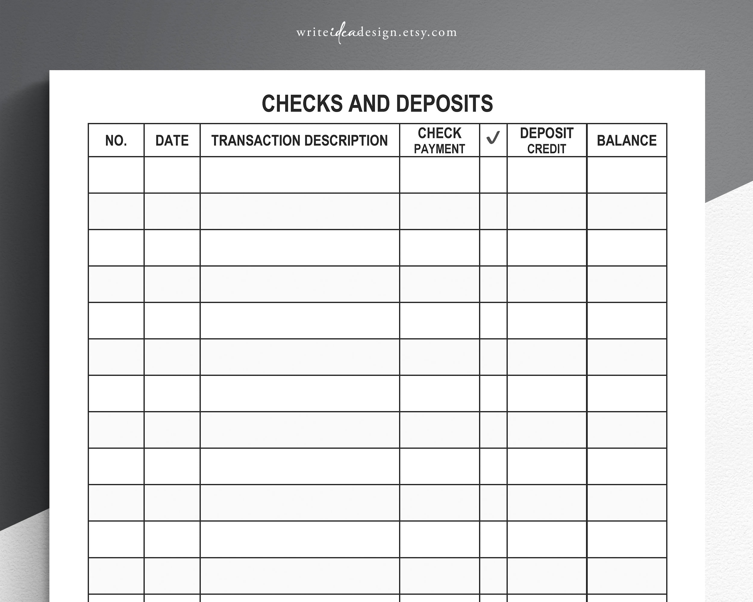 Printable Check Register Front And Back