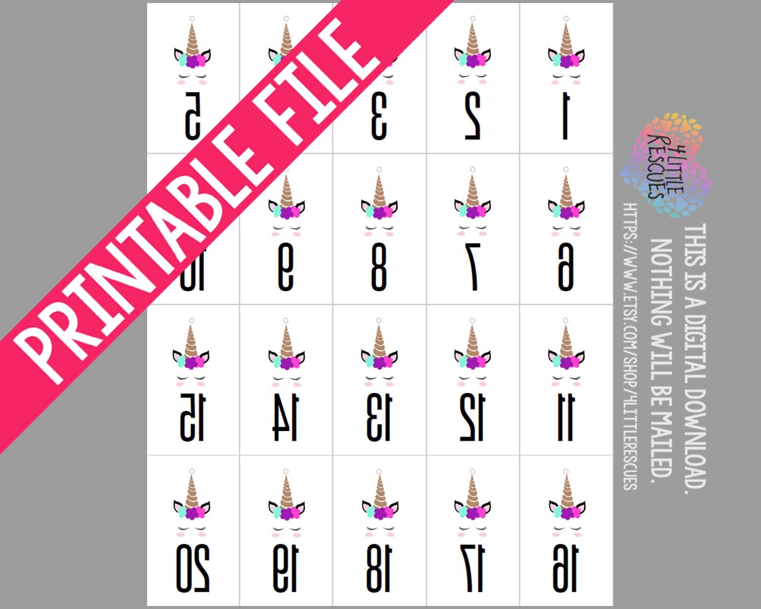 Printable LLR Paparazzi Unicorn Facebook Live Sale Reverse Forward Numbers Up To 6000 Mirror Image Tags Backwards Inventory Cards PDF Etsy