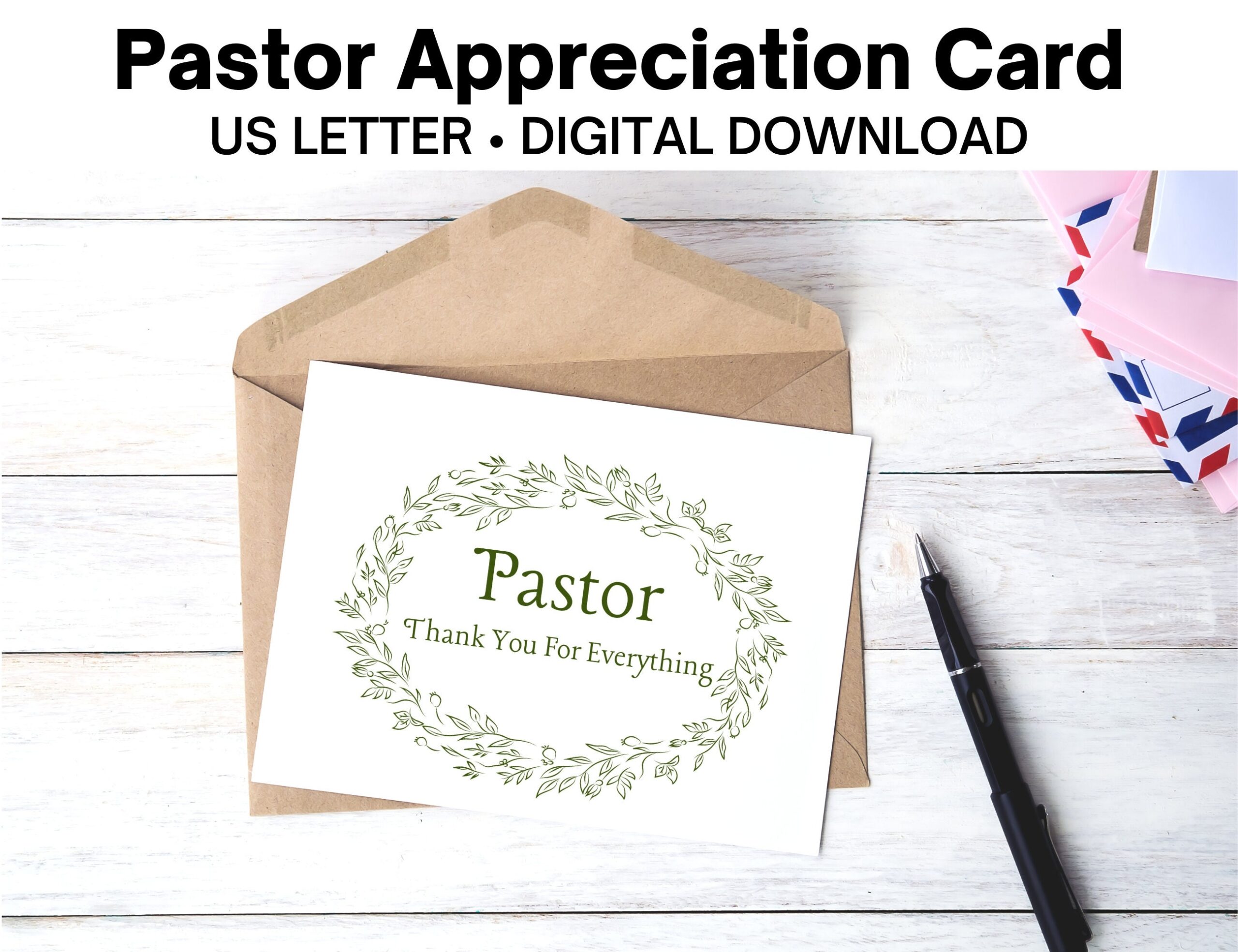 Printable Pastor Appreciation Card Pastor Thank You Card Thank You For Everything Etsy
