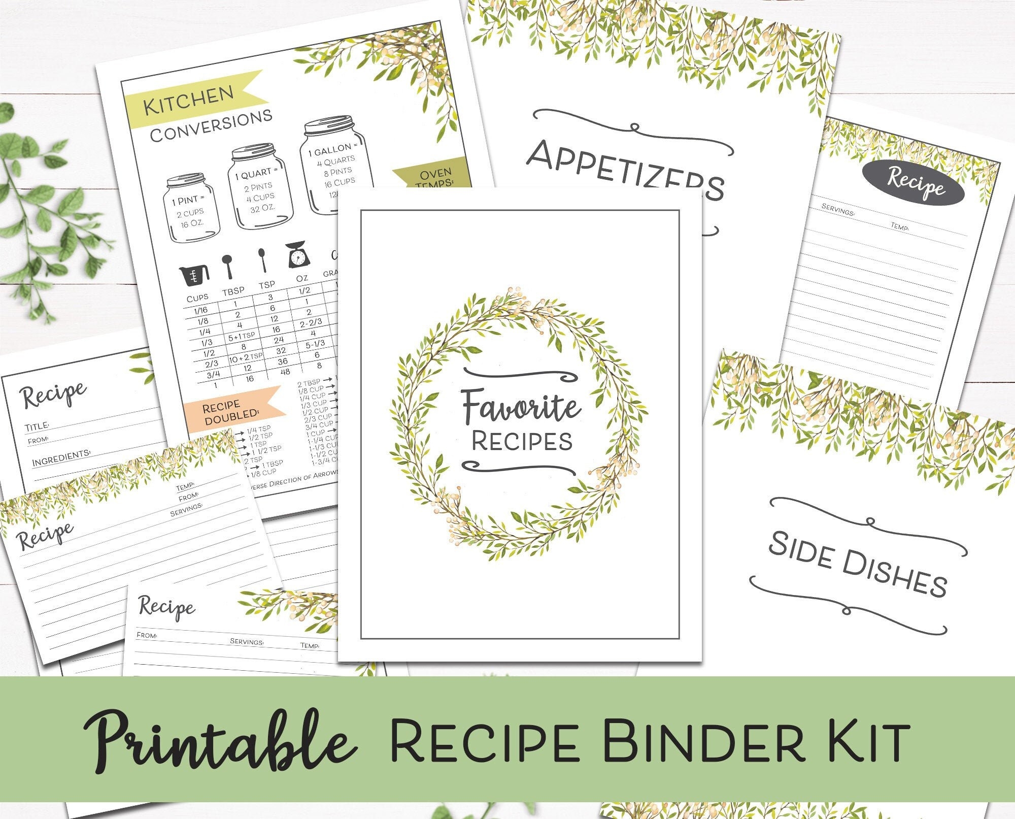 Printable Recipe Binder Kit Fillable Recipe Cards Digital Recipe Book Recipe Organizer Bridal Shower Gift Mother s Day Gift Idea Etsy