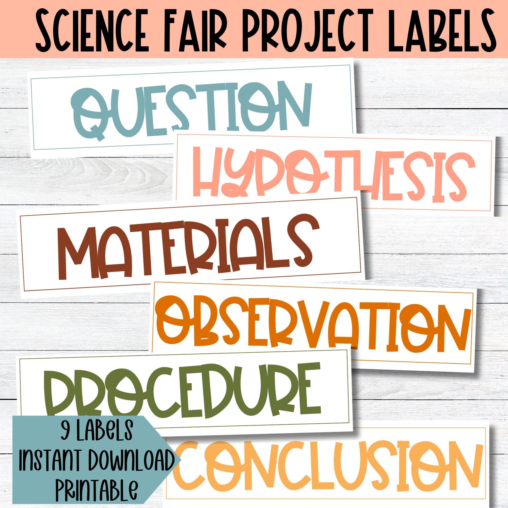 Printable Science Fair Project Labels Science Experiment Labels Science Board Labels Science Project Poster Scientific Method Project Label Etsy