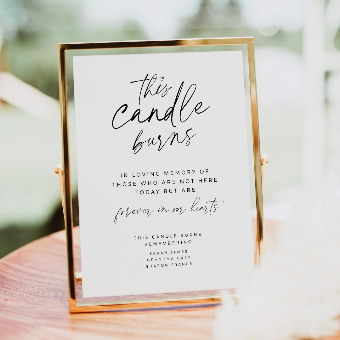 Printable This Candle Burns Sign In Loving Memory Wedding Sign Simple Printable Memorial Sign Modern Minimalist 8x10 5x7 BAS01 Etsy