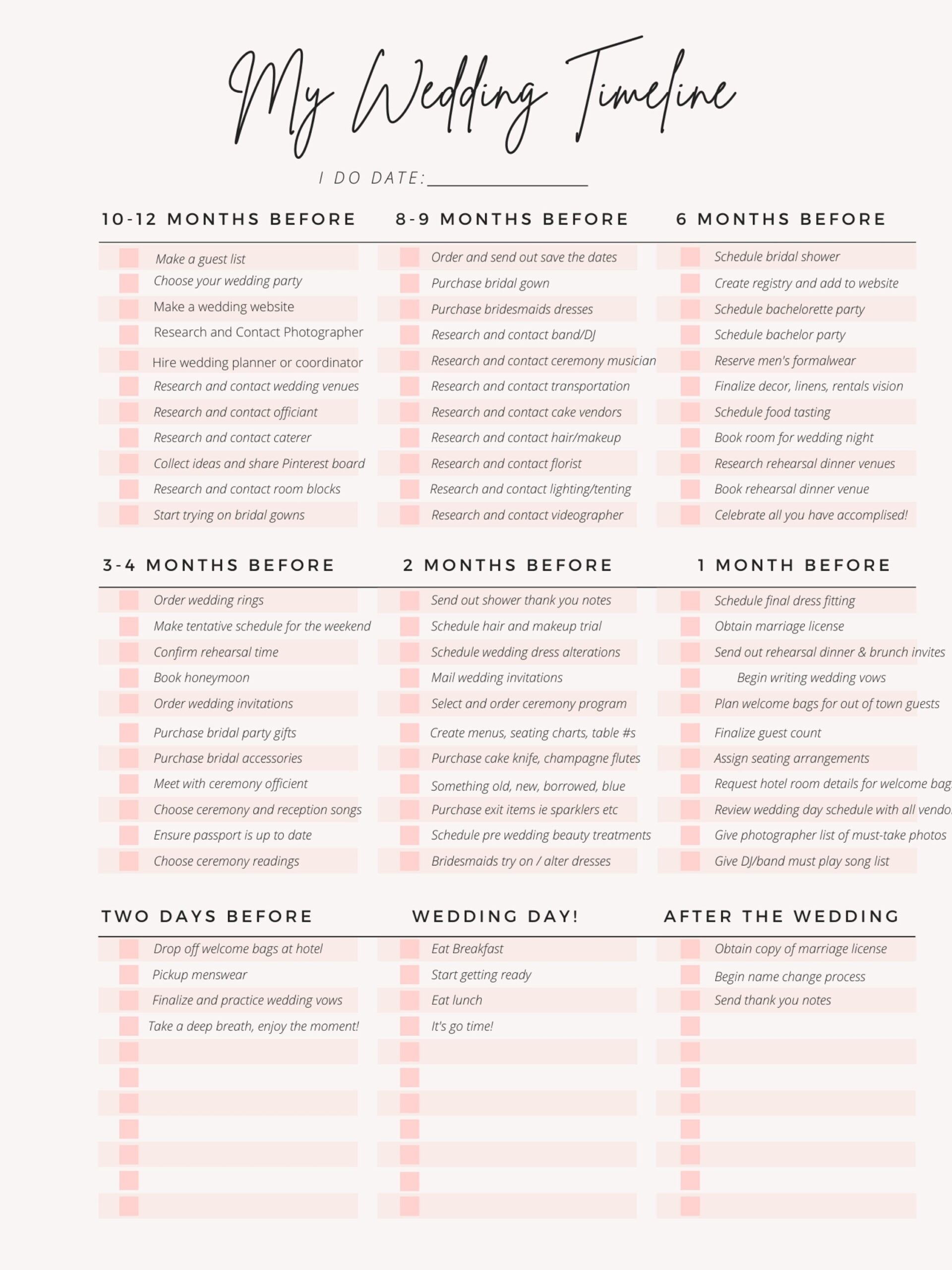 Printable Wedding Planner For Download Wedding Planning Timeline Worksheets Library