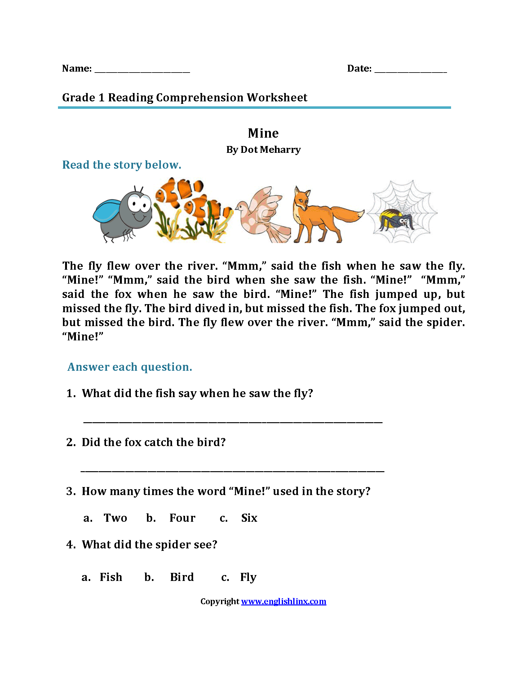 Reading Worksheets First Grade Reading Worksheets