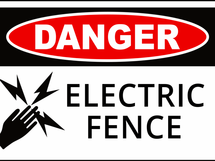 Red And Black Electric Fence Danger Warning Sign Template Square Signs