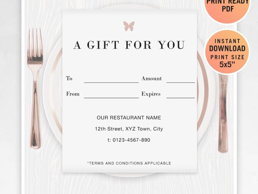 Restaurant Fillable Gift Certificate Template A Gift For You Gift Voucher Gift Certificate Printable PDF Dining Voucher Template Etsy UK