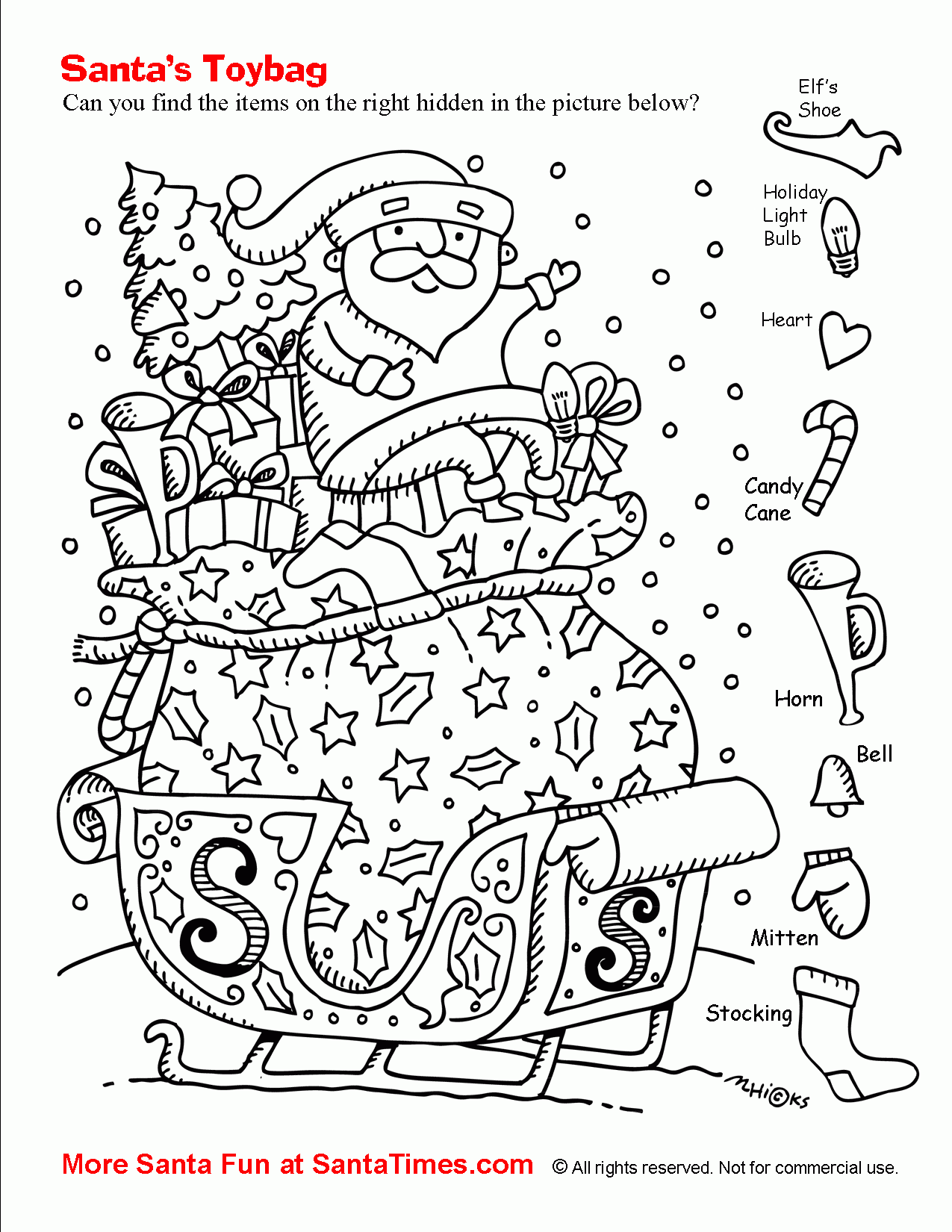 Free Christmas Printable Hidden Pictures Worksheets