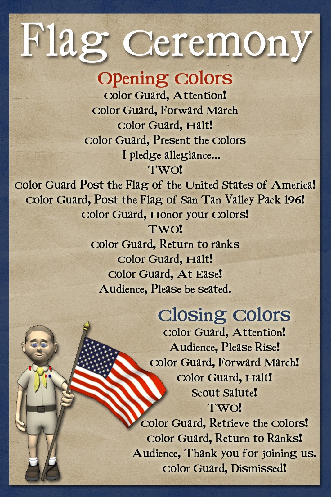 Scouts Flag Ceremony Handout Designs By Kassie
