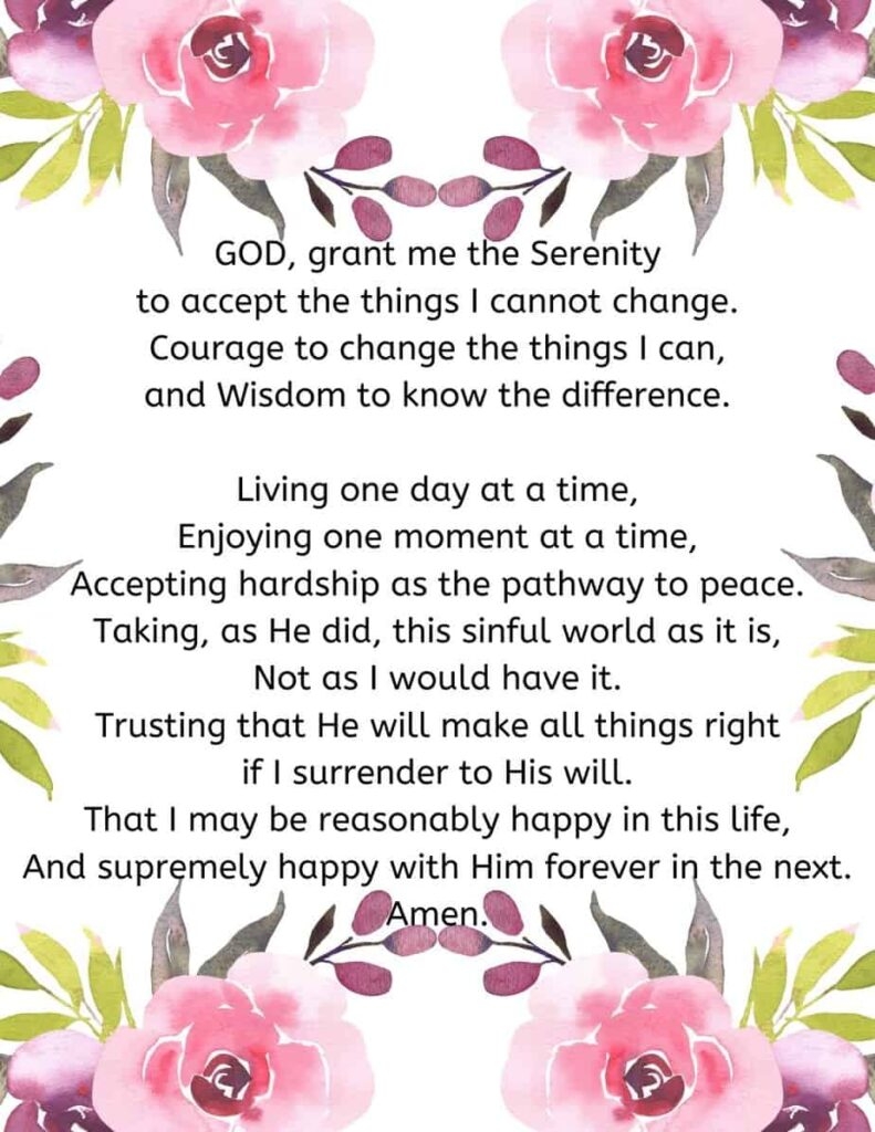 Serenity Prayer Free PDF Printable Long And Short Versions 