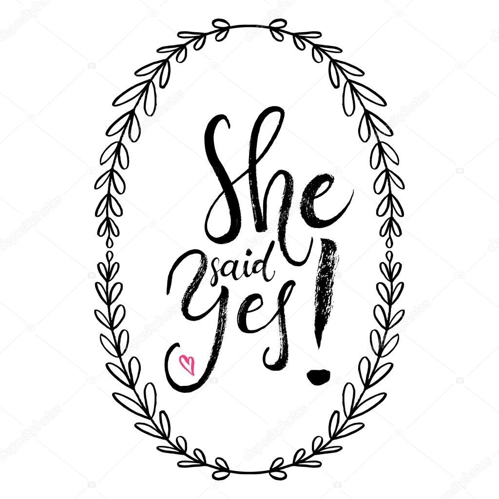 She Said Yes Engagement Bride Stock Vector By SpencerianSisters 124050012