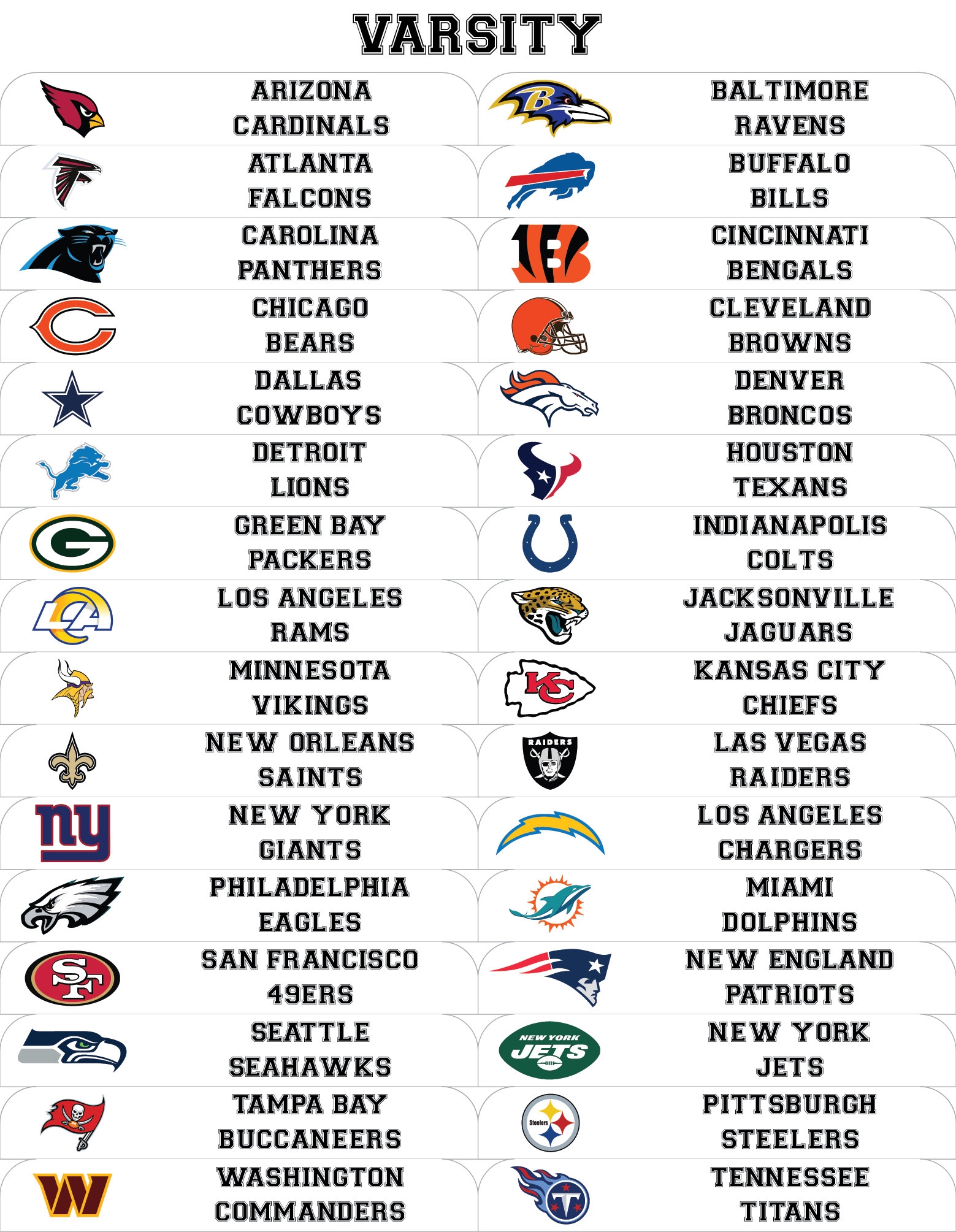 Sort Cards By Professional Football Teams Card Dividers W FREE NFL Labels Vertical Etsy Sweden