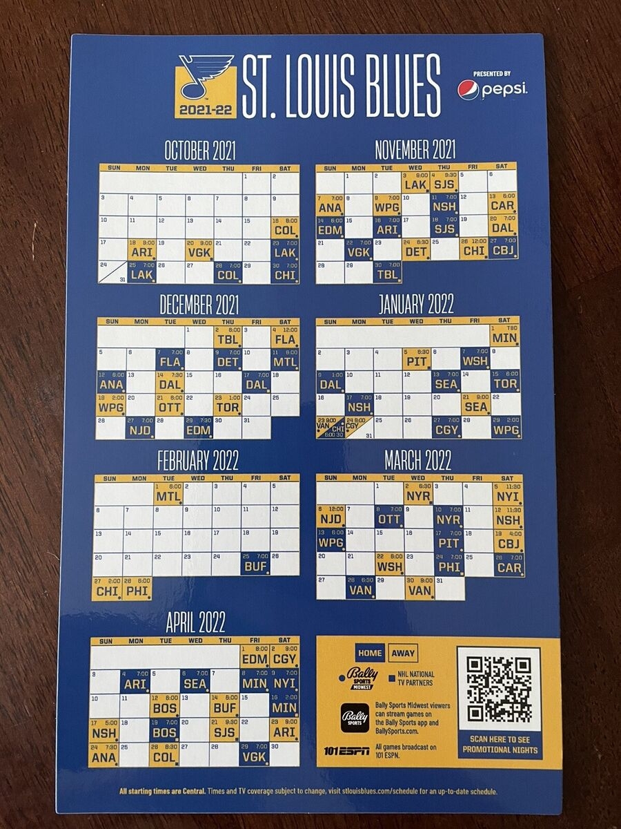 St Louis Blues 2021 2022 Magnet Schedule SGA 10 25 21 NEW EBay