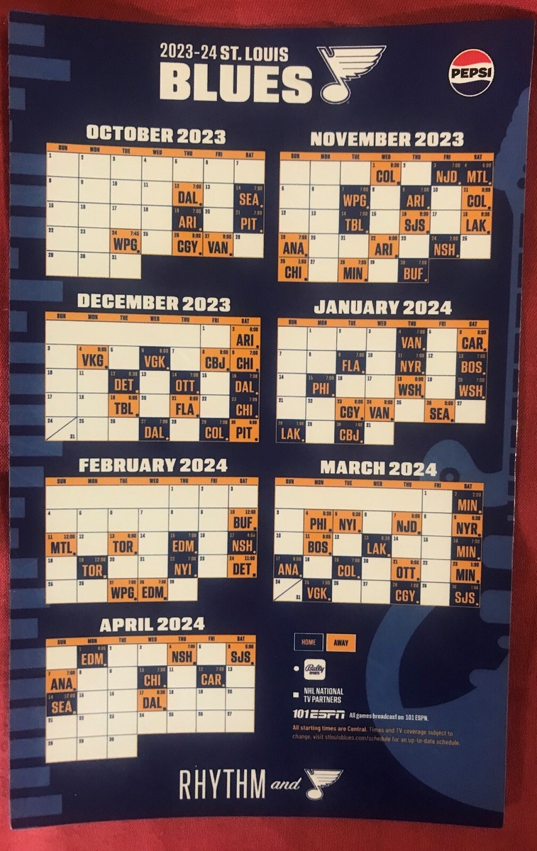 St Louis Blues 2023 2024 Magnet Schedule SGA 10 19 23 EBay