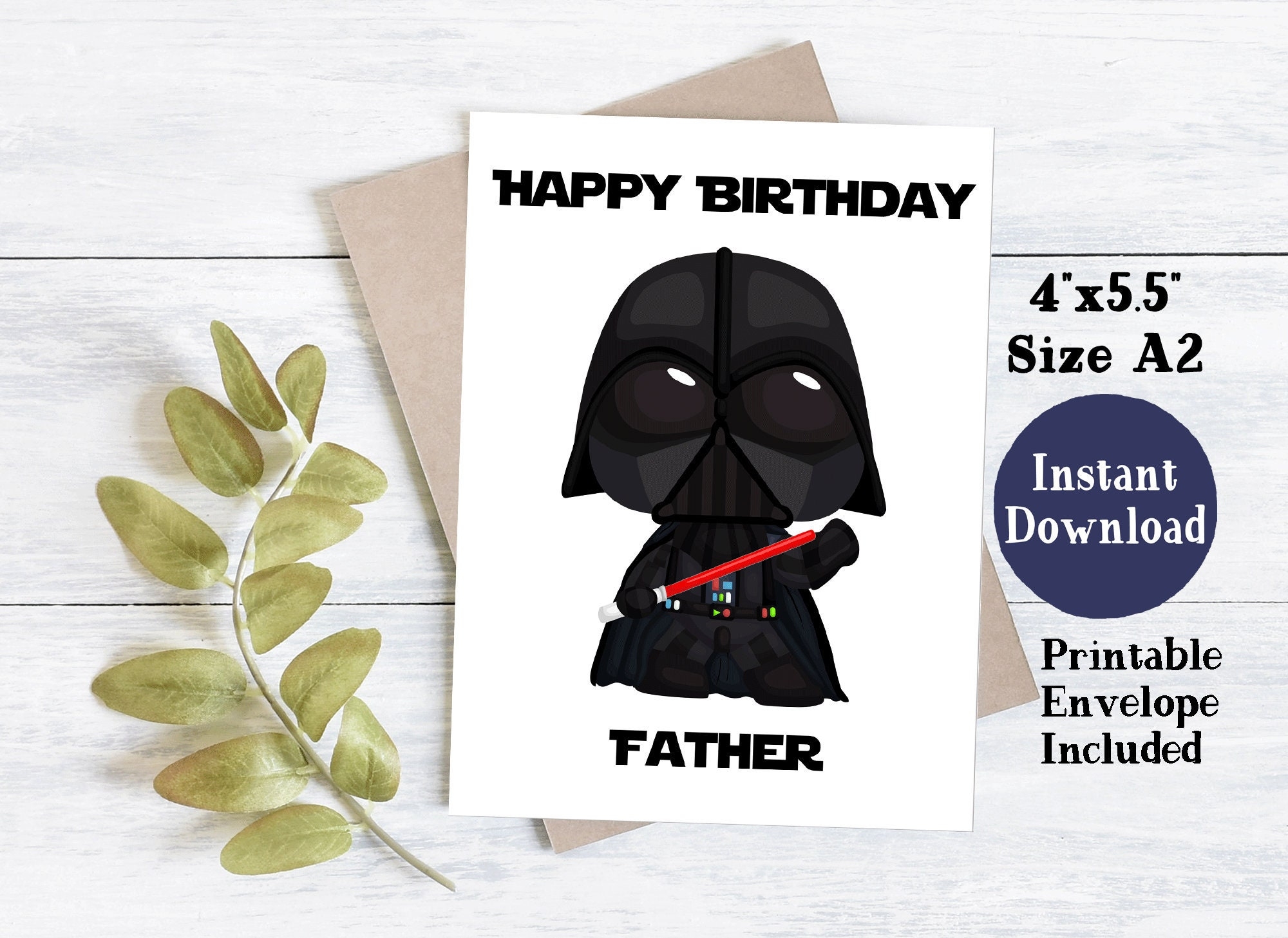 Star Wars Printable Birthday Card Printable Birthday Card For Dad Darth Vader Birthday Card Birthday Card Printable Etsy