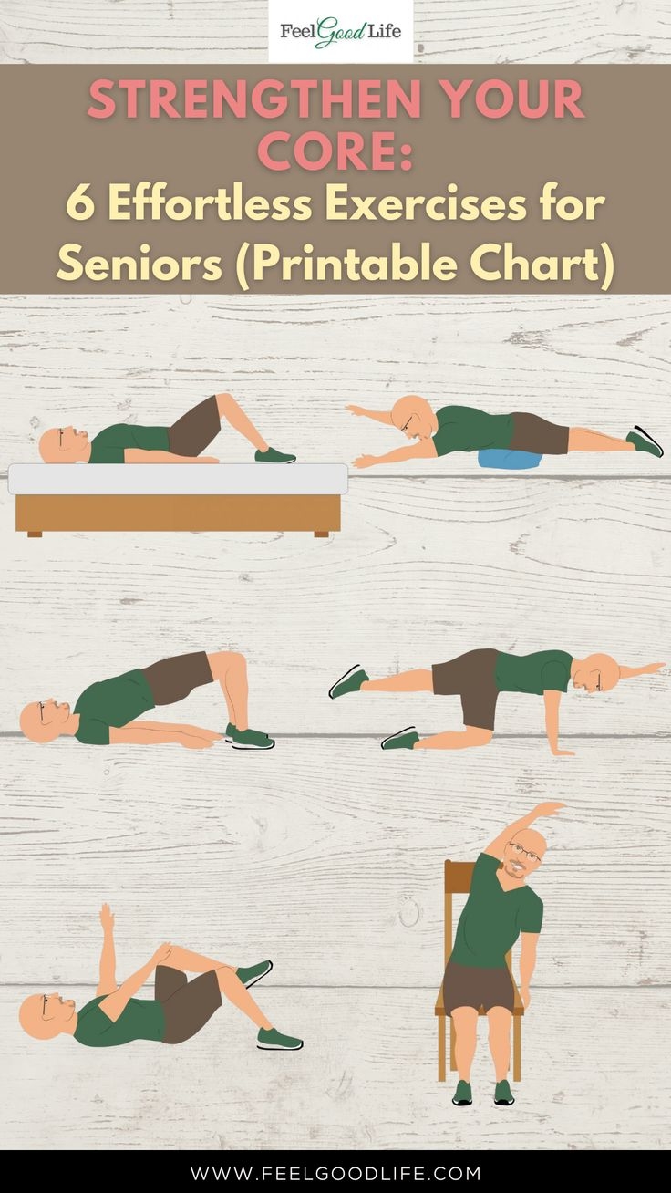 Strengthen Your Core 6 Effortless Exercises For Seniors Printable Chart 