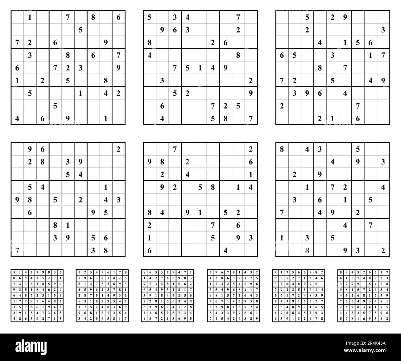 Sudoku Game Set With Answers Vector Stock Vector Image Art Alamy