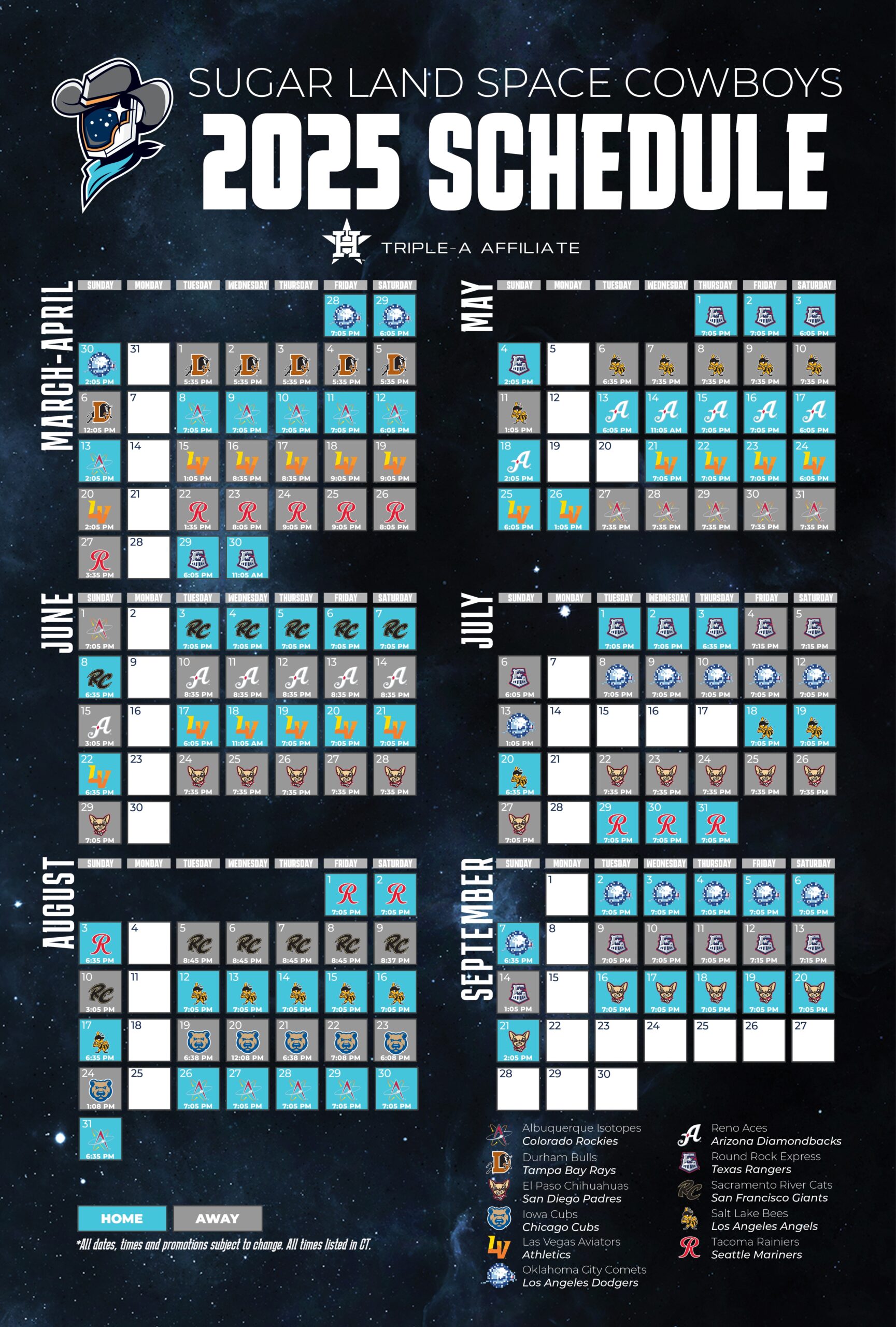 Sugar Land Space Cowboys Schedule Schedule Space Cowboys