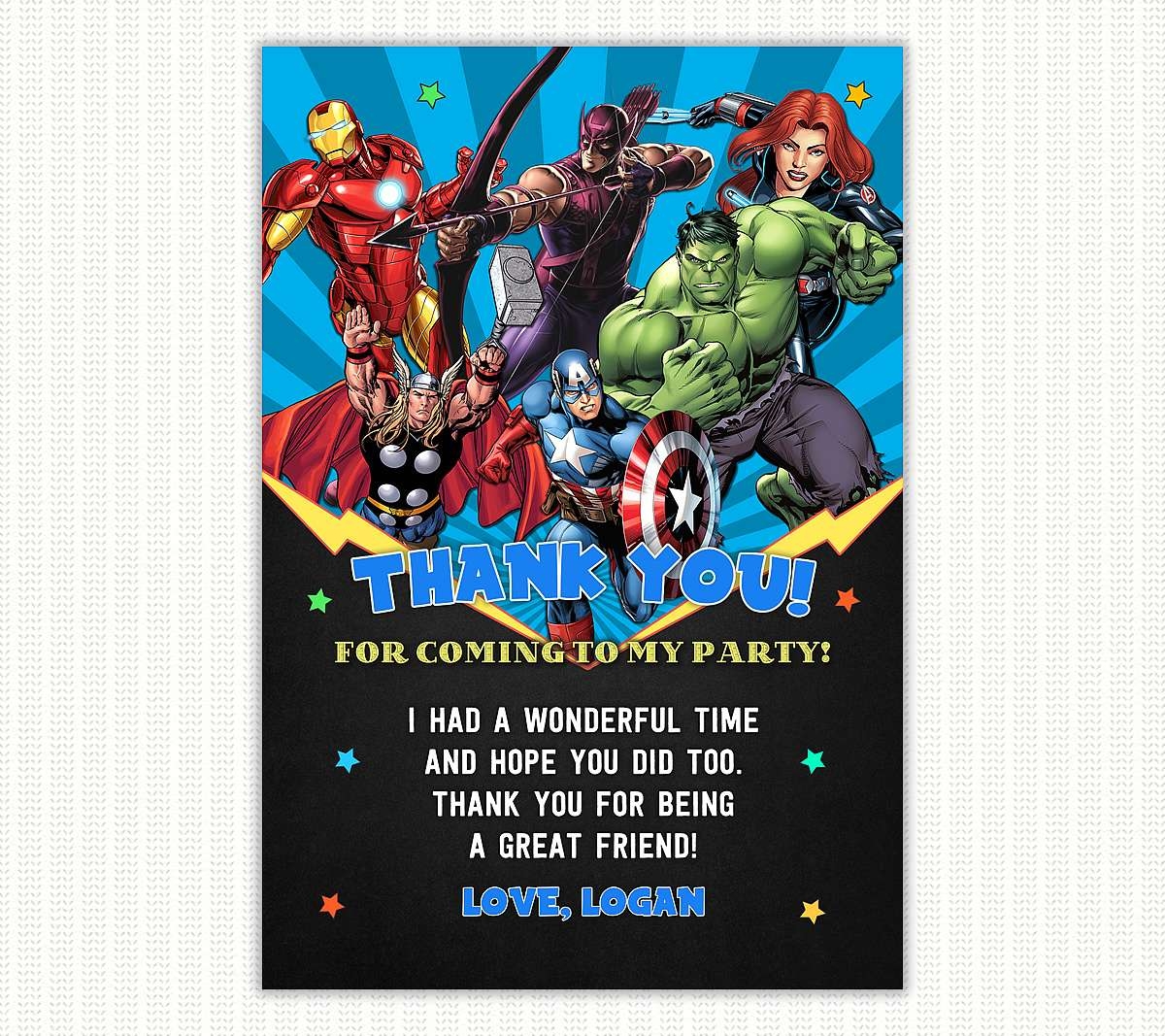 Superheroes Thank You Card Printable Perfect Party Prints Editable Party Invitations Templates