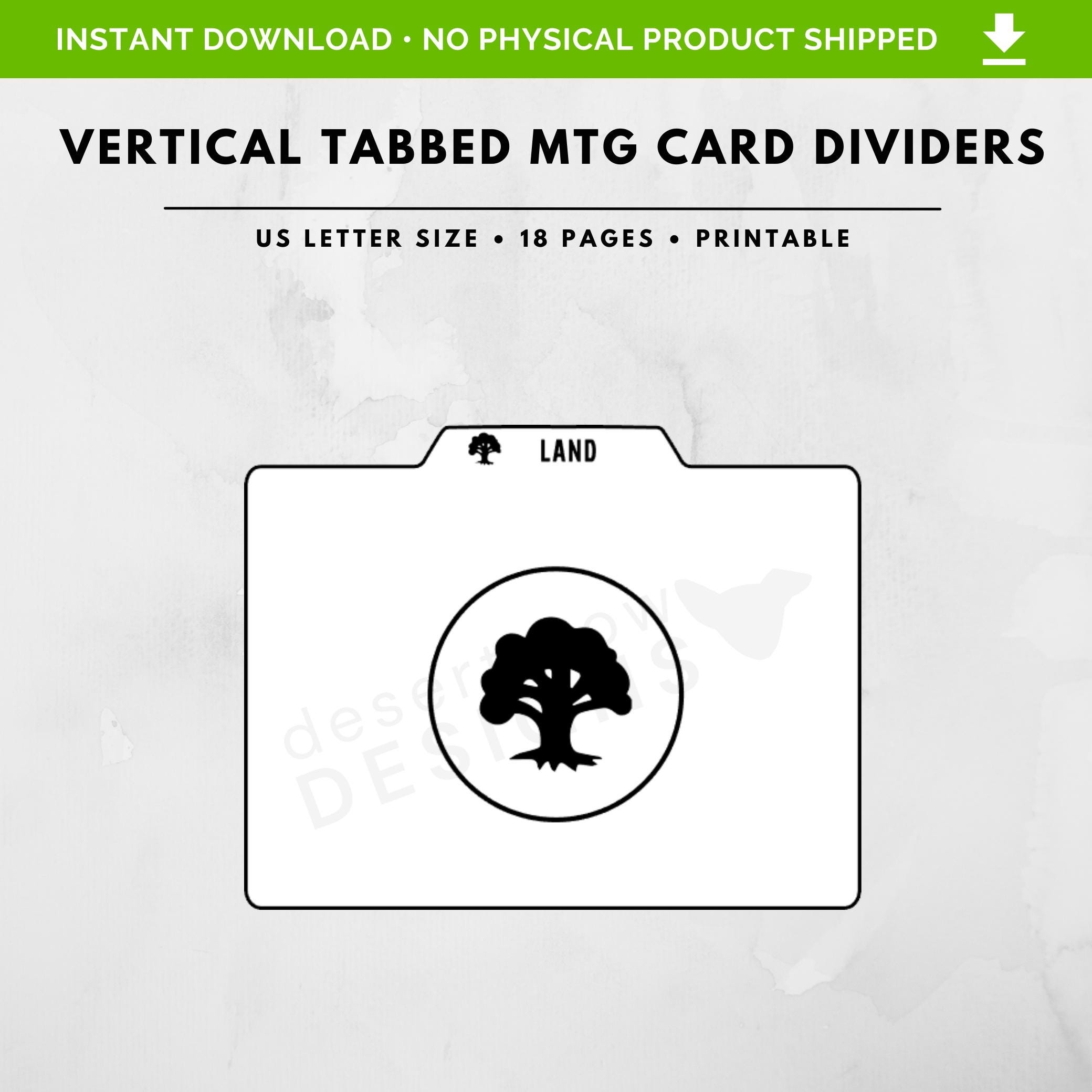 Tabbed MTG Card Divider Printable Horizontal Card Divider US Letter Size 18 Pages Etsy Canada