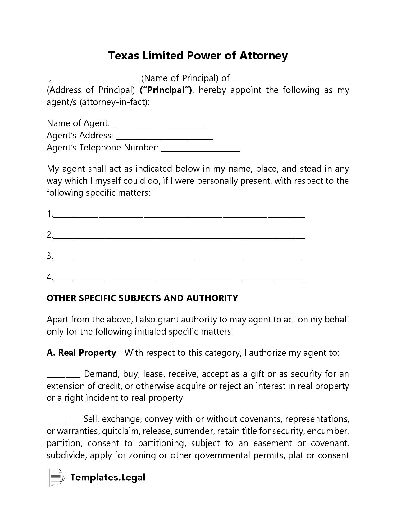Free Printable Durable Power Of Attorney Form Texas