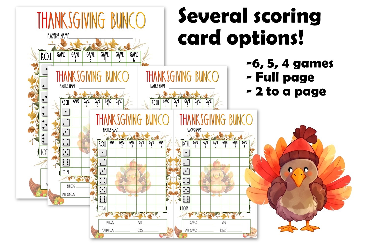 Free Printable Fall Bunco Score Sheets
