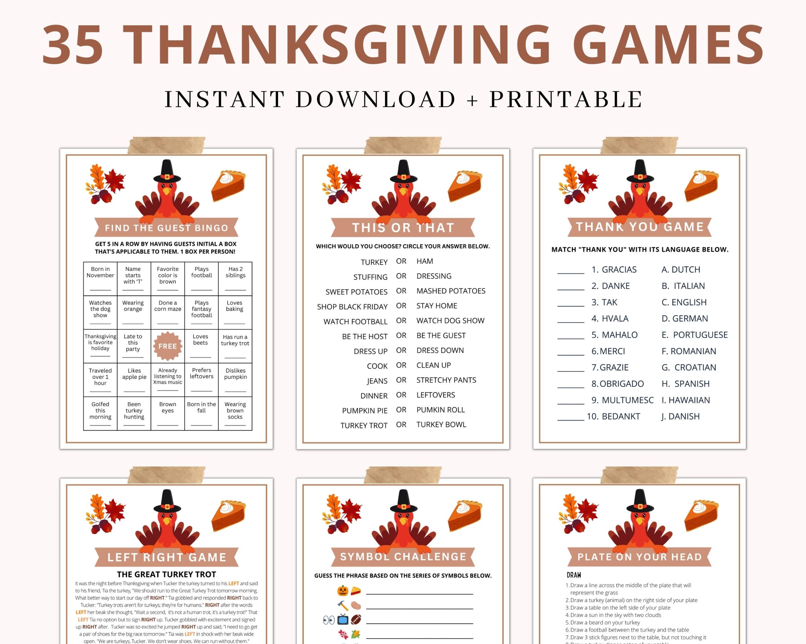 Thanksgiving Games Thanksgiving Party Games Thanksgiving Games For Adults Kids Thanksgiving Game Bundle Thanksgiving Games Printable Etsy