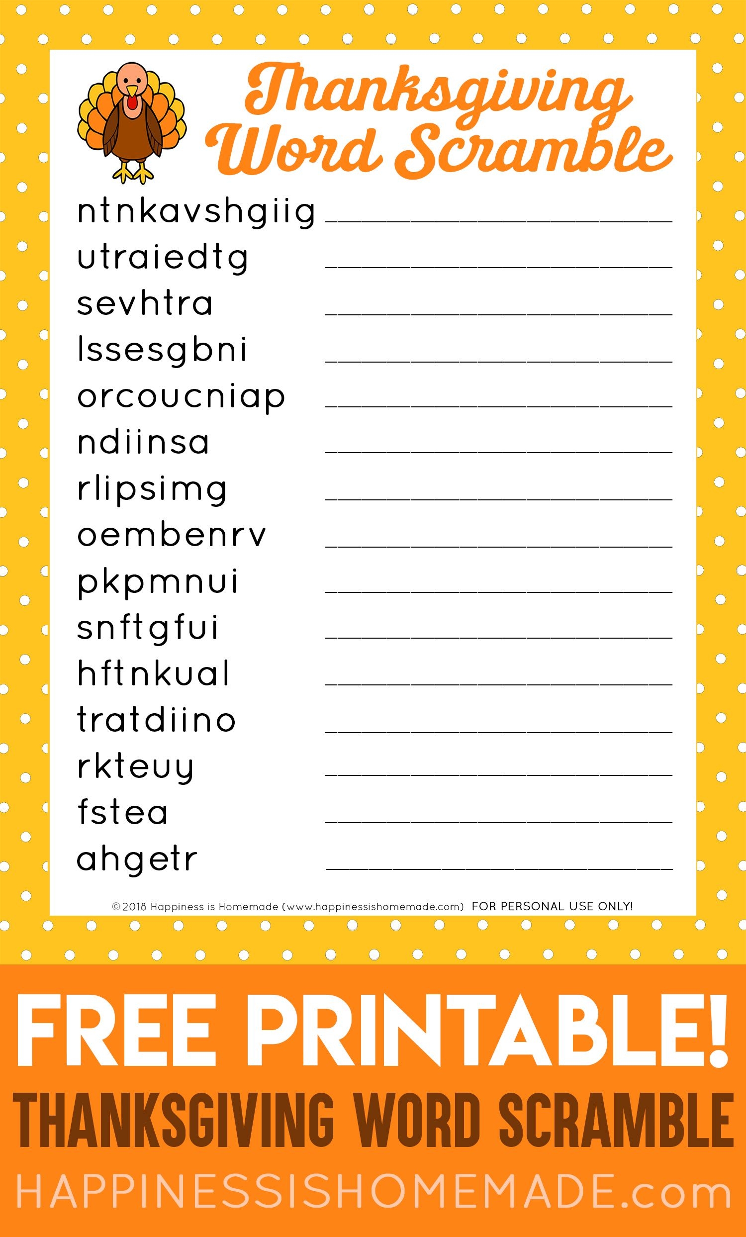 Thanksgiving Games For Adults Printable