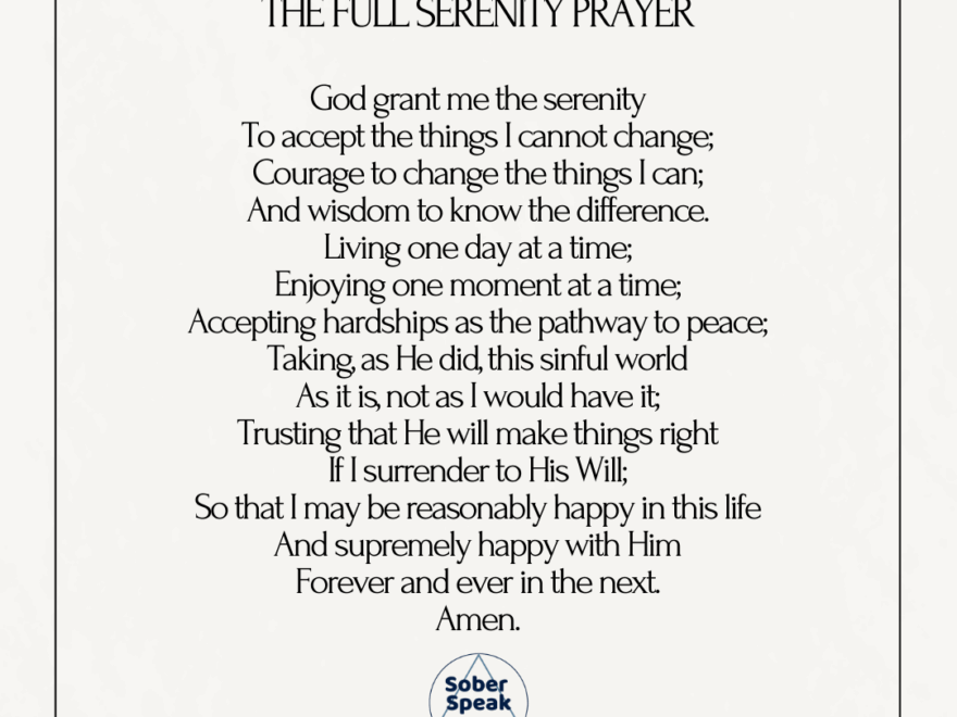 The Full Version Of The Serenity Prayer Long Version Sober Speak