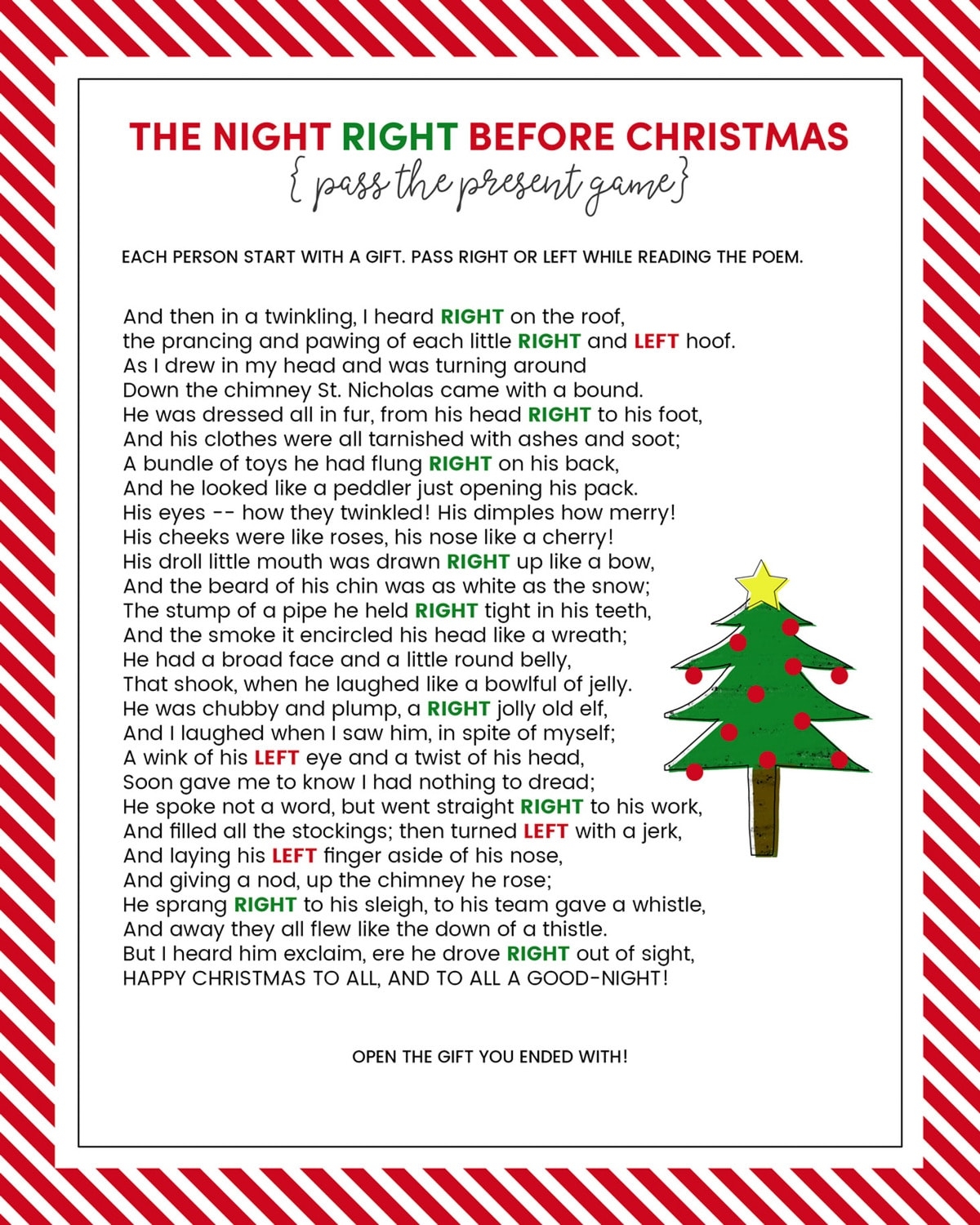 The Left Right Christmas Game With Story Print Lil Luna