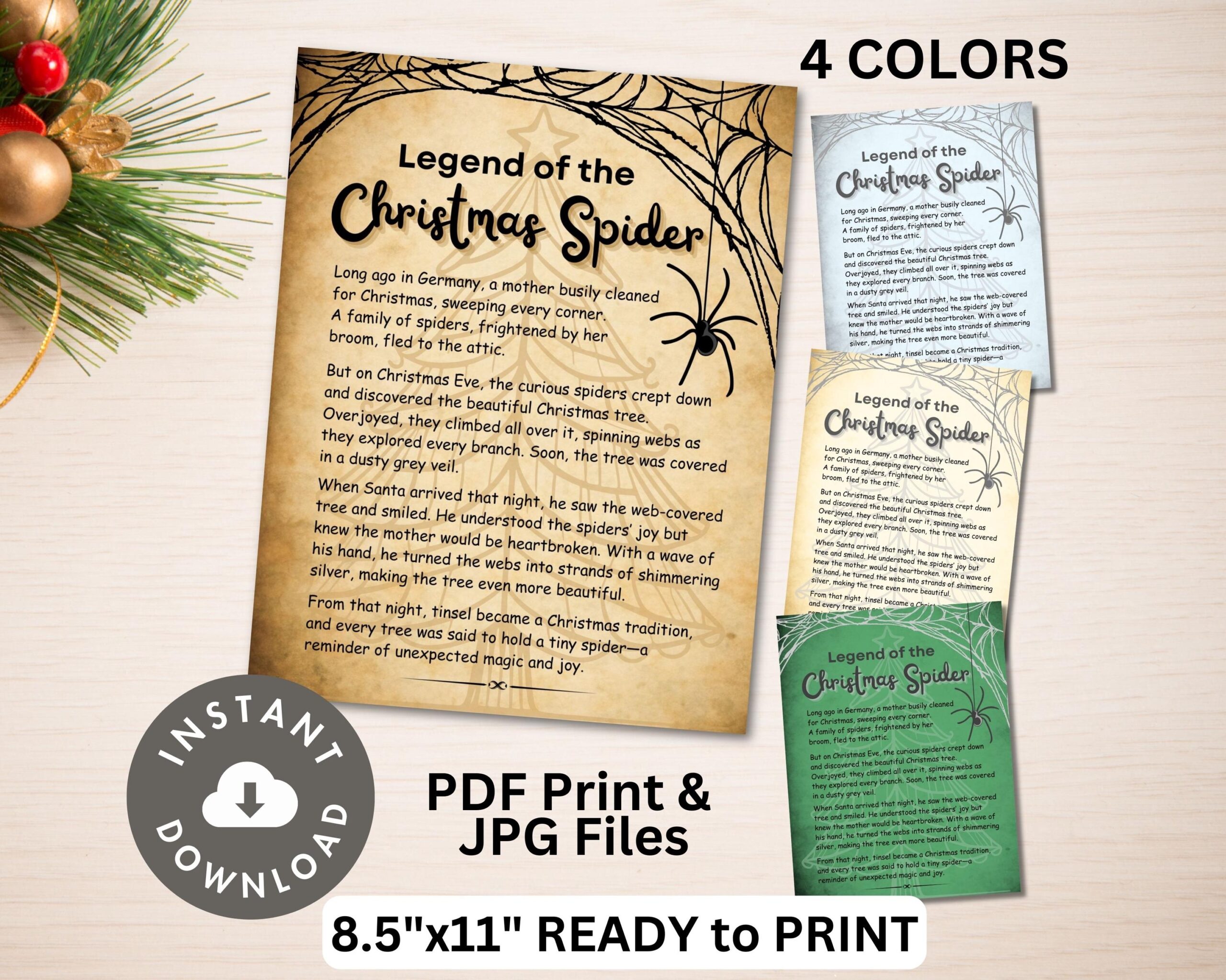 The Legend Of The Christmas Spider PDF Print JPG File Digital Download Unique Printable Holiday Decor European Folklore Wall Art Card Gift Etsy Israel