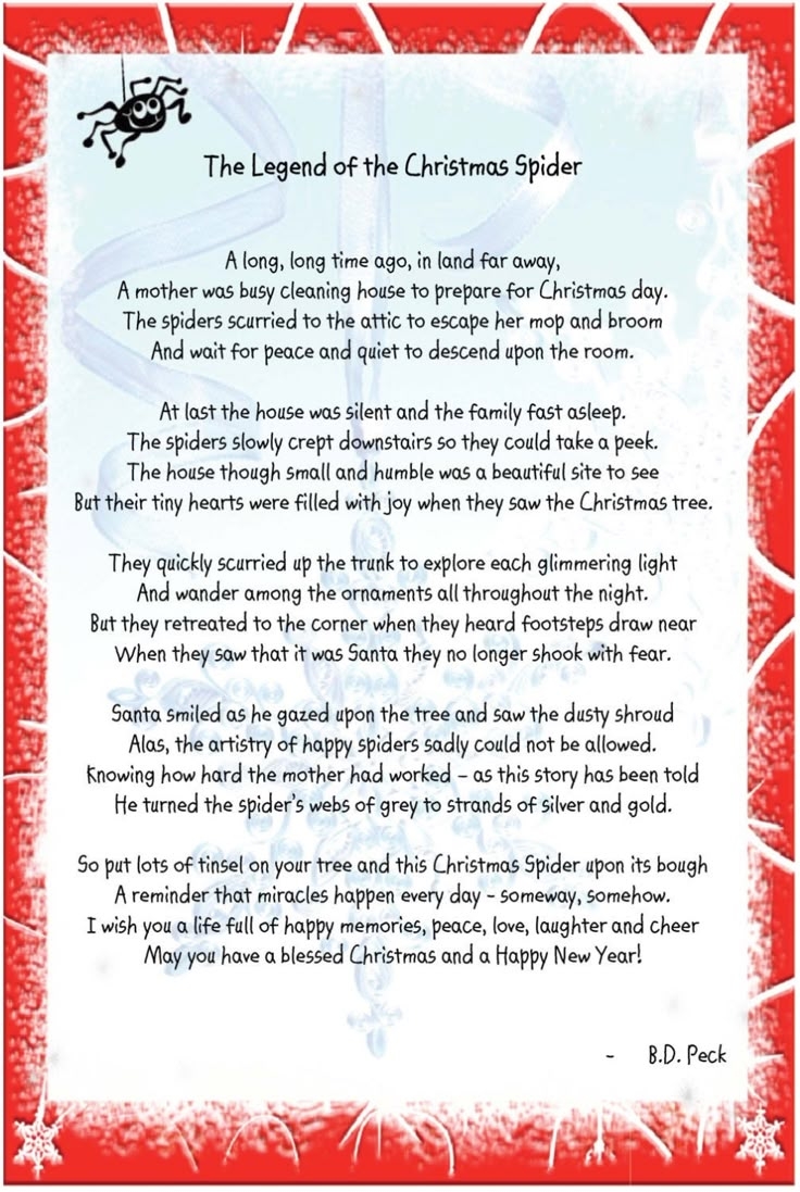The Legend Of The Christmas Spider Printable Google Search