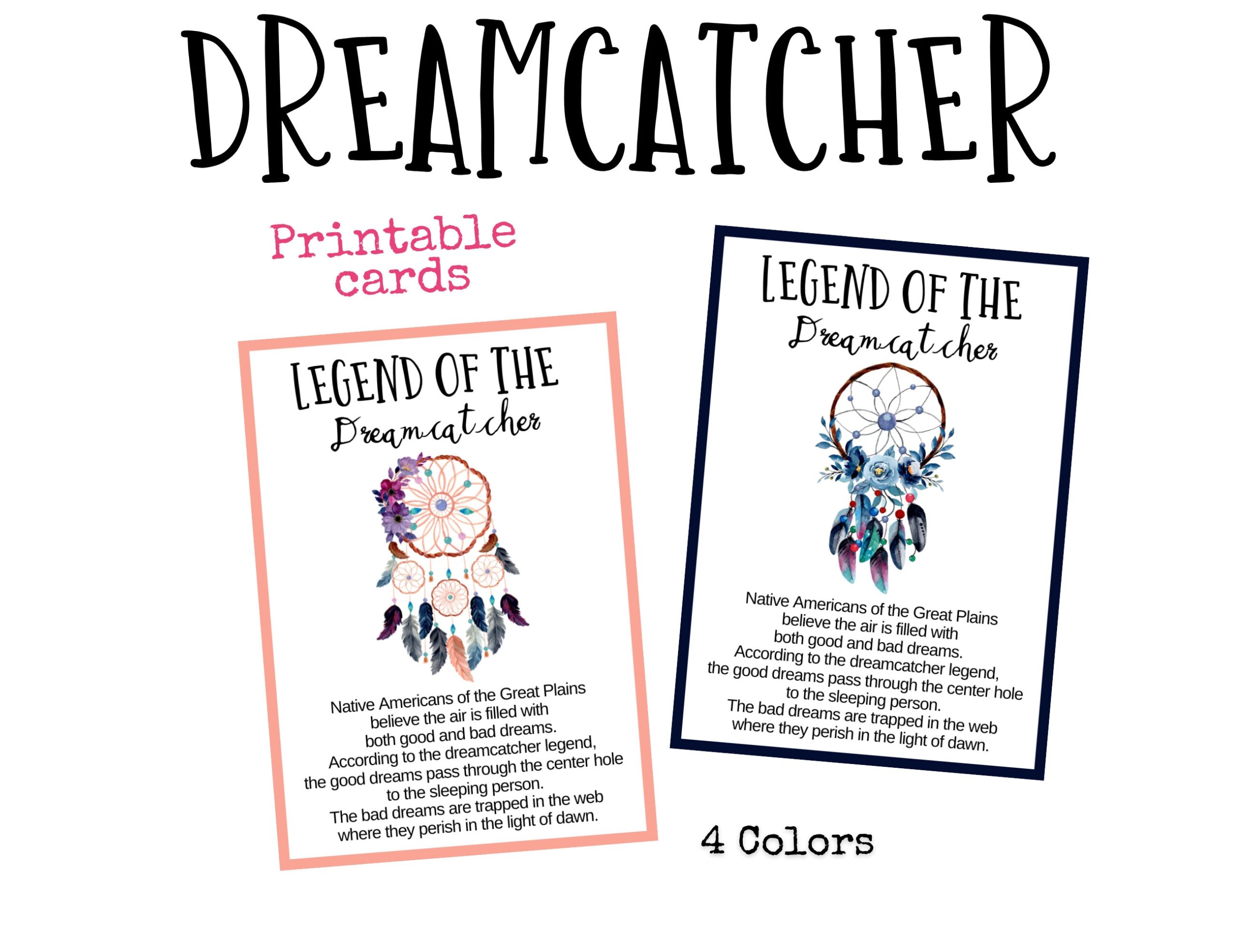 The Legend Of The Dreamcatcher Cards Printable Dream Catcher Cards Gift Tags With Dreamcatchers Display Cards Meaning Of The Dreamcatcher Etsy Canada