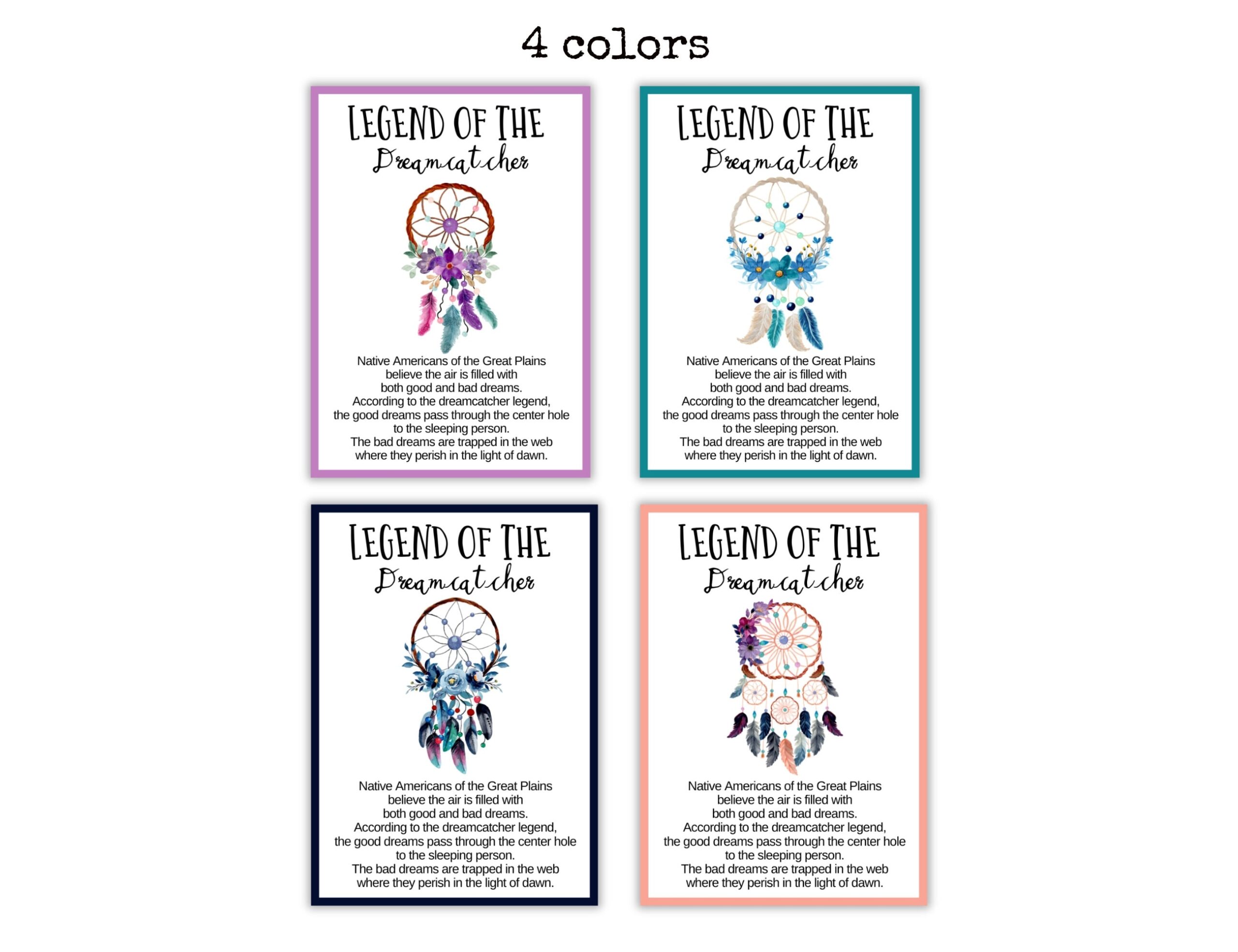 The Legend Of The Dreamcatcher Cards Printable Dream Catcher Cards Gift Tags With Dreamcatchers Display Cards Meaning Of The Dreamcatcher Etsy Canada