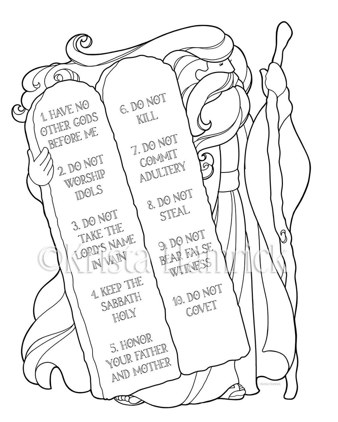 The Ten Commandments Memory Coloring Collection Includes 14 Coloring Pages For Memorization Or Lessons Etsy